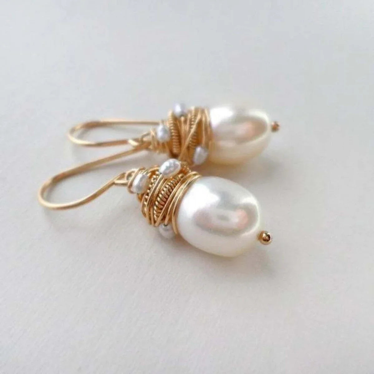 Golden Thread Pearl Vintage Earrings