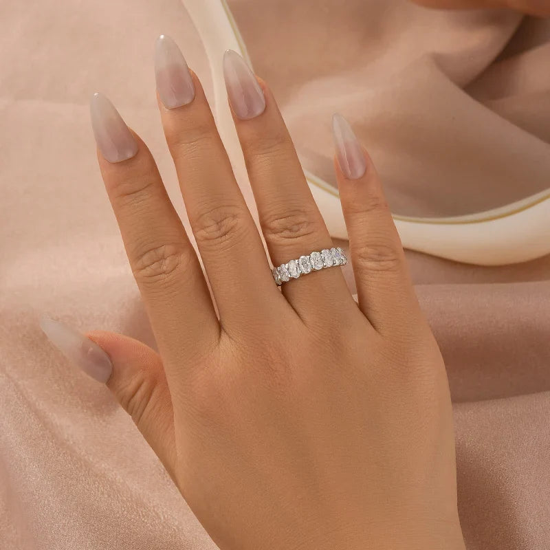 Oval Cut Half Eternity Wedding Ring