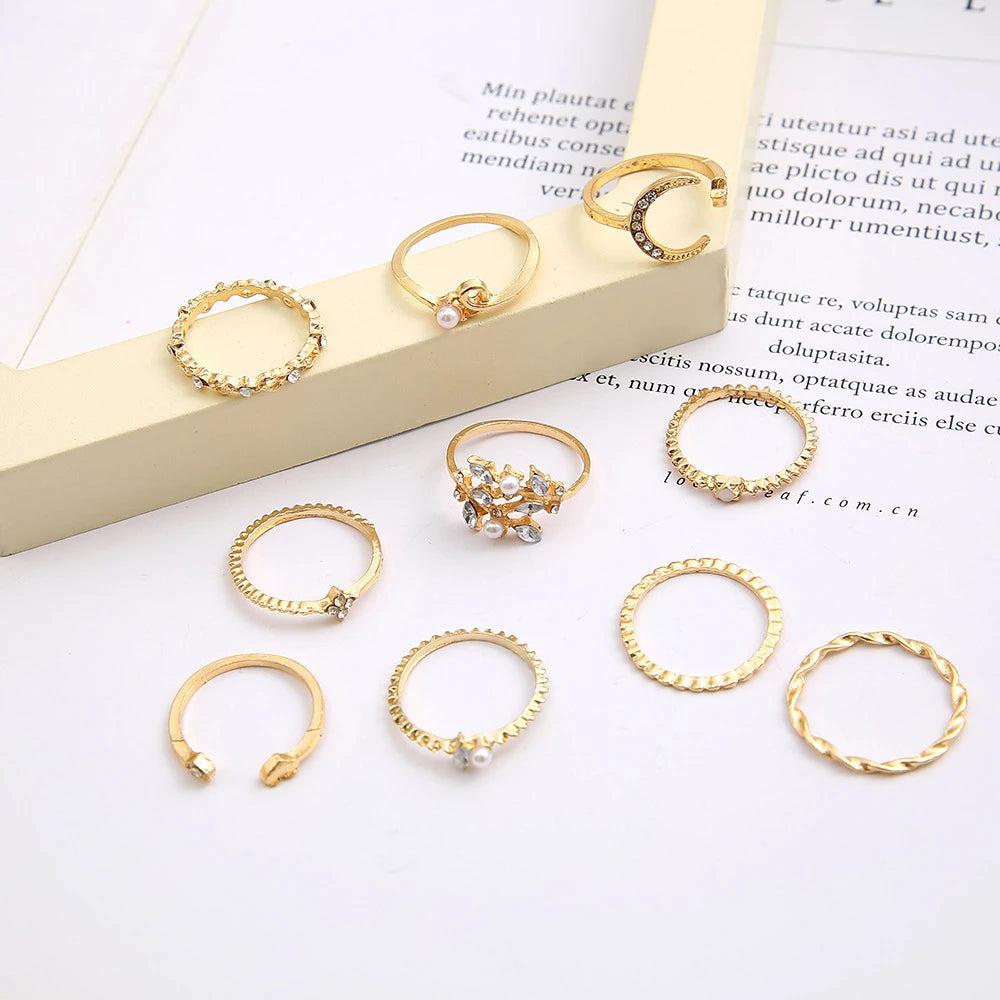 10-Pack Bohemian Silver and Gold-Plated Rings