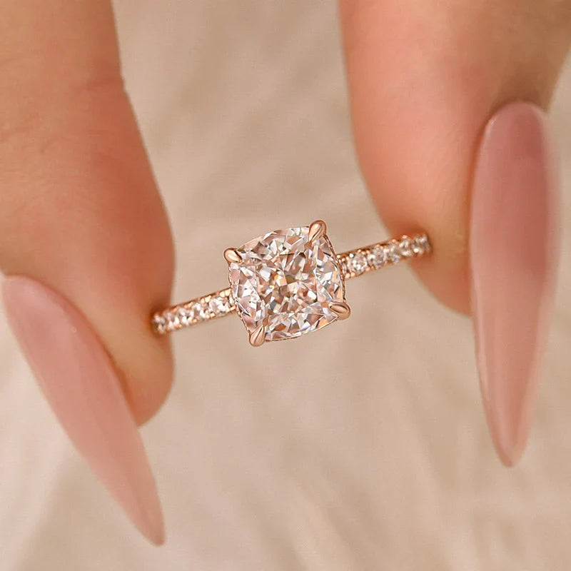 Cushion Cut White Sapphire Women's Engagement Ring