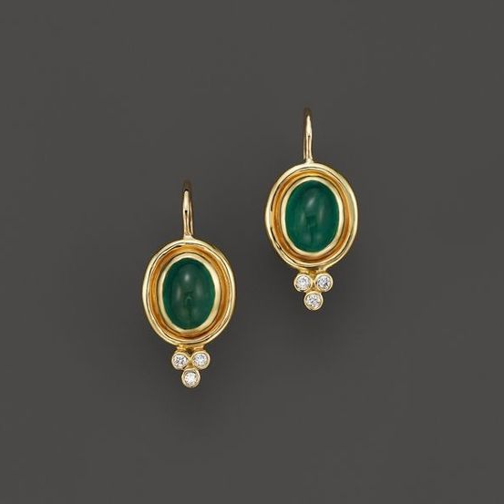 Vintage Golden Greenstone Earrings