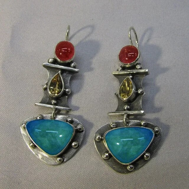 Vintage turquoise earrings in silver