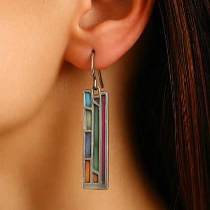 Mozaic Silver Vintage Earrings