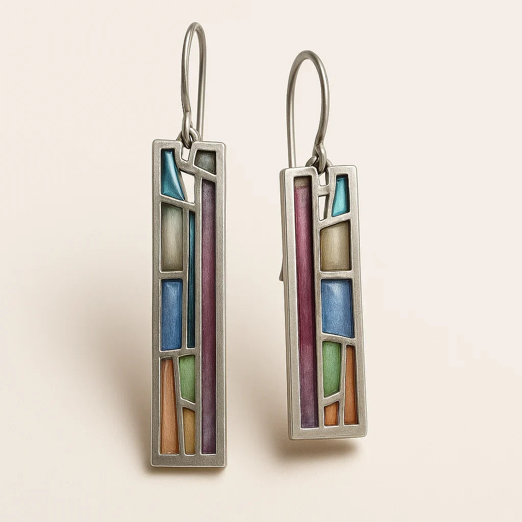Mozaic Silver Vintage Earrings