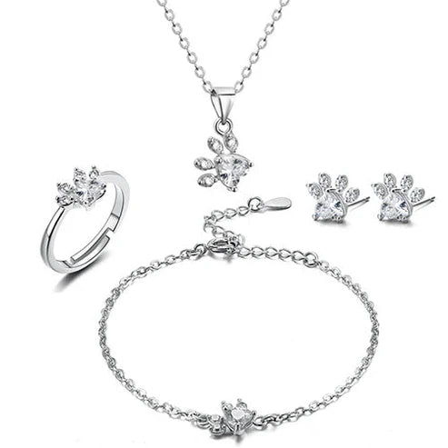 Rose Gold Paw Jewelry Set