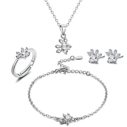 Rose Gold Paw Jewelry Set