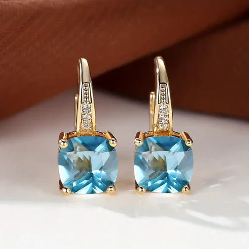 Mystic Sapphire Stone Hoop Earrings