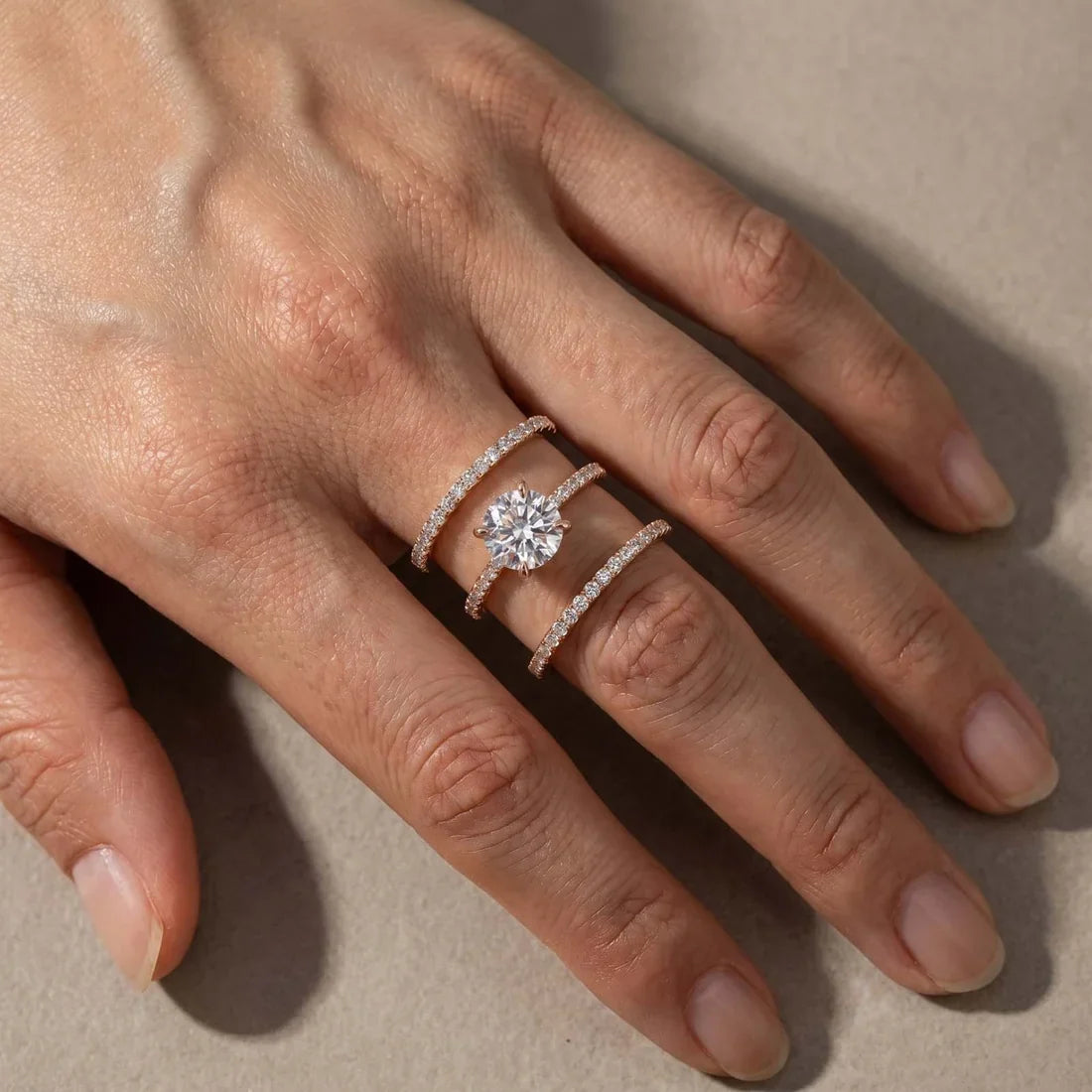 3PC Round Cut Wedding Ring Set
