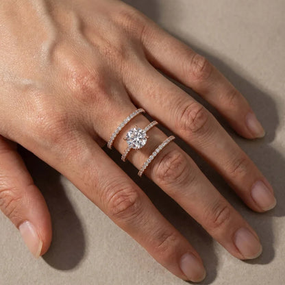 3PC Round Cut Wedding Ring Set