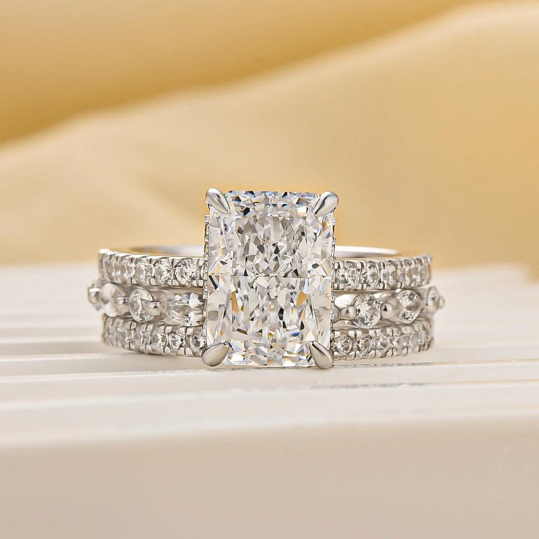 Radiant Cut 3PC Wedding Ring Set