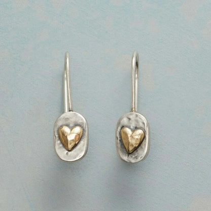Vintage Gold Inlaid Heart Earrings