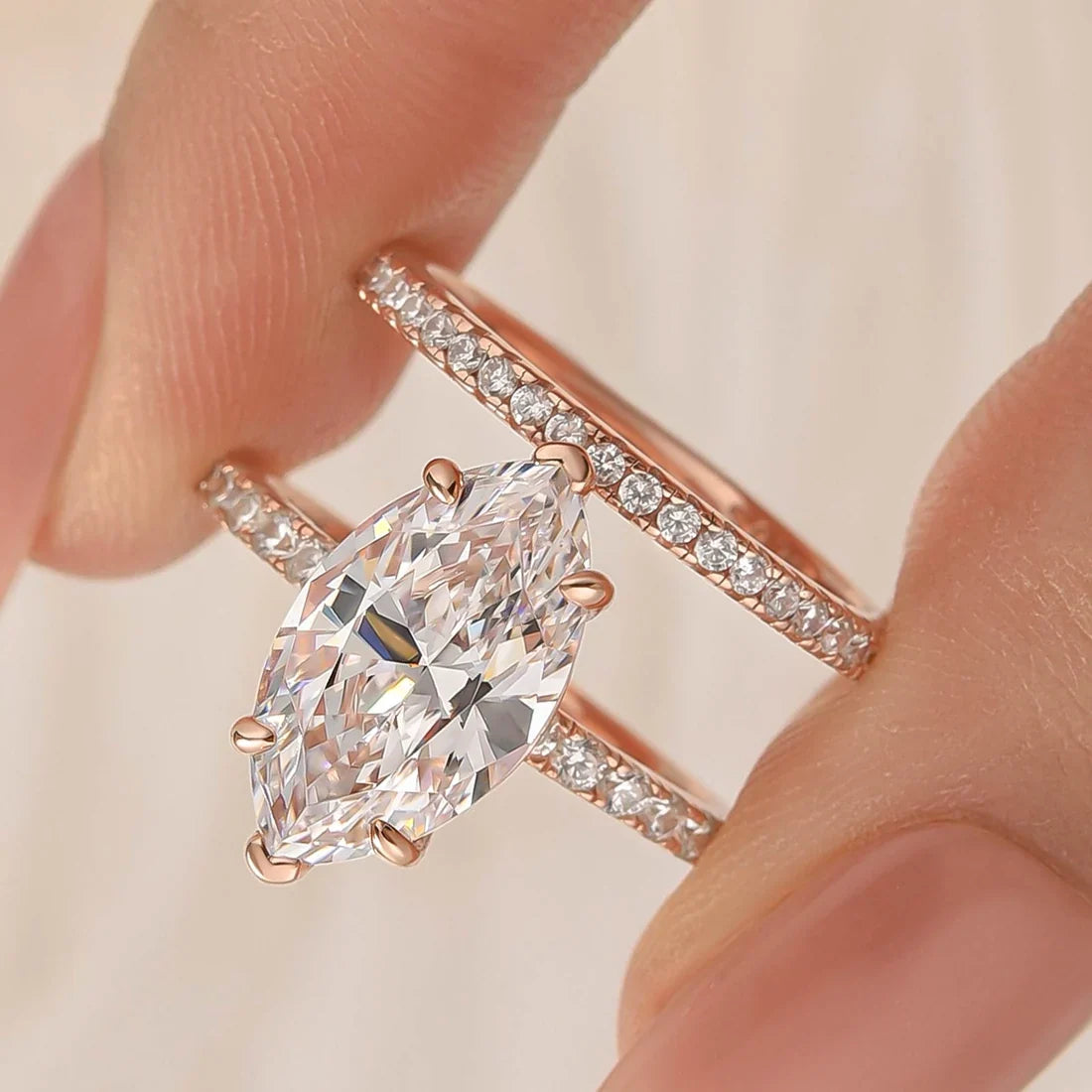 Marquise Cut Wedding Ring Set