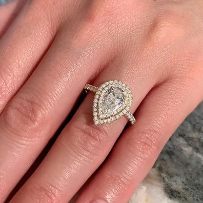 Double Halo Pear Cut Engagement Ring