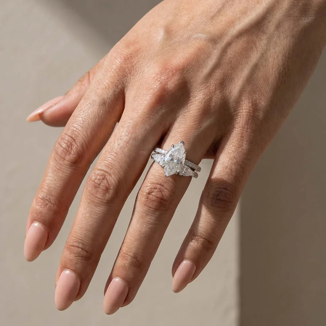 Marquise Cut Insert Wedding Ring Set