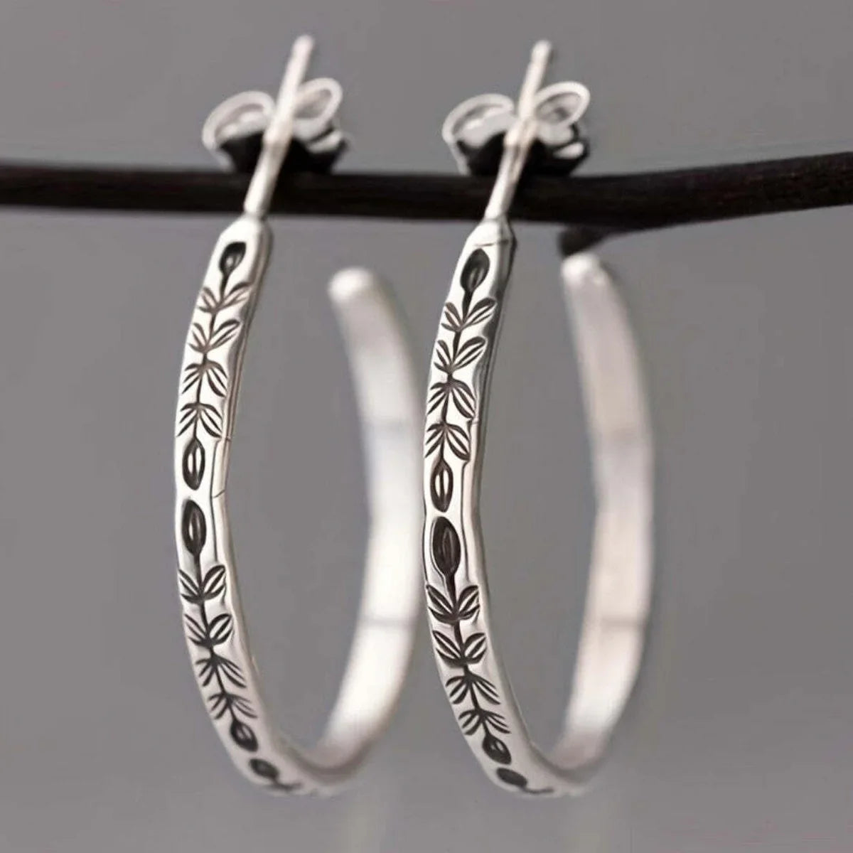 Sleek Silvery Hoop Earrings