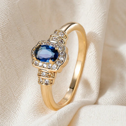 Heirloom Sapphire Halo Crystal Ring