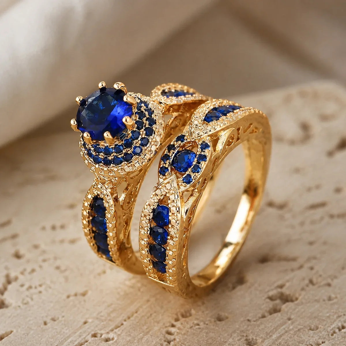 Victoria Gilded Sapphire Ring Set