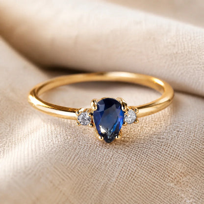 Minimalist Pear Cut Royal Sapphire Ring