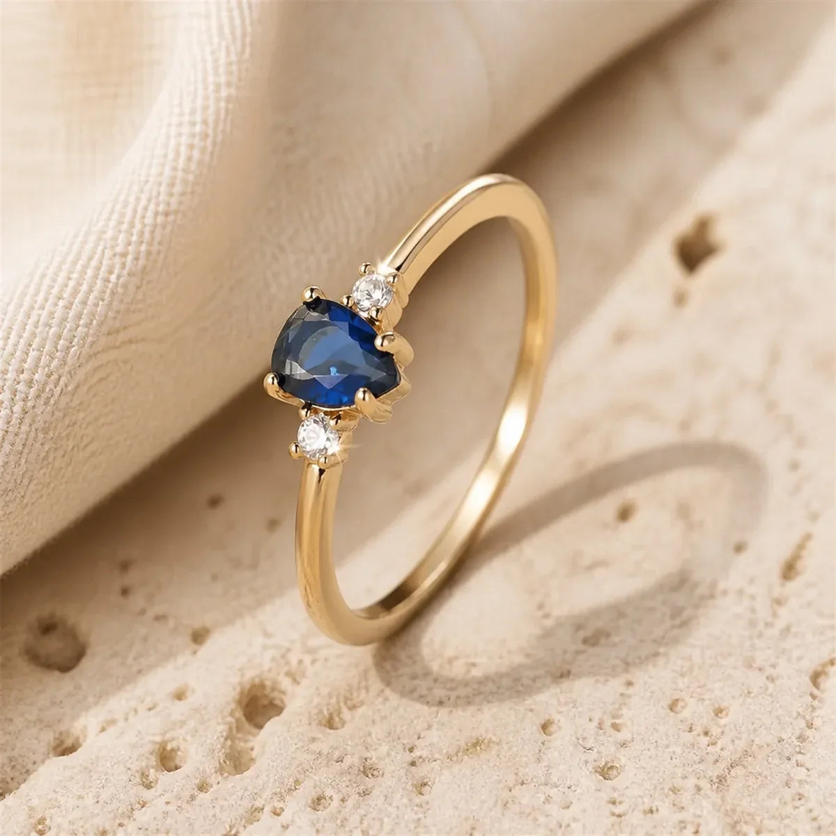 Minimalist Pear Cut Royal Sapphire Ring