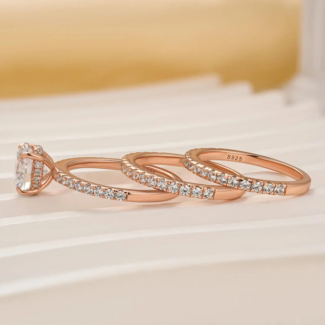 3PC Round Cut Wedding Ring Set