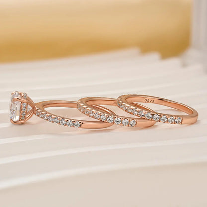 3PC Round Cut Wedding Ring Set