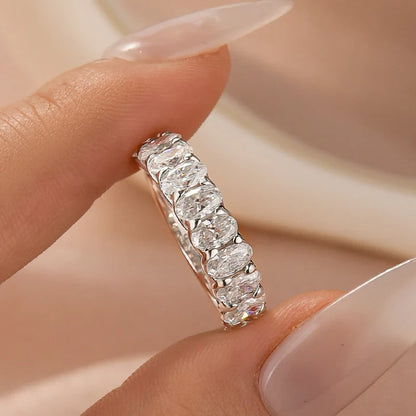 Oval Cut Half Eternity Wedding Ring