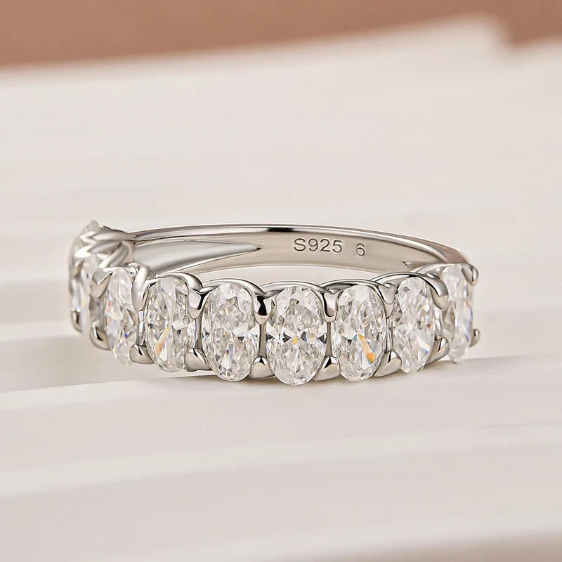 Oval Cut Half Eternity Wedding Ring