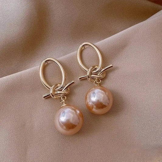 Elegant Pink Pearl Drop Earrings