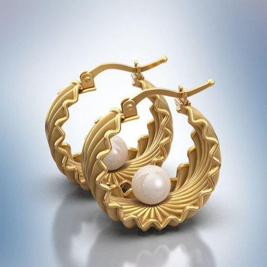 Vintage Gold Pearl Basket Earrings