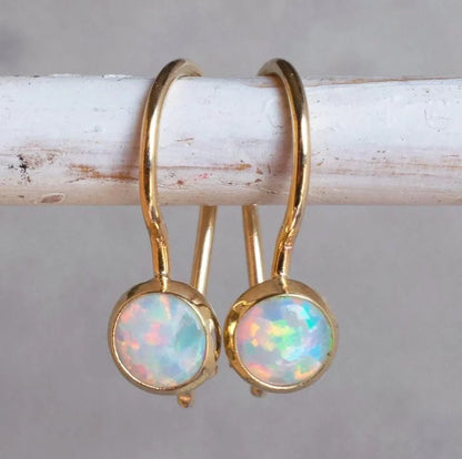 Timeless Gold Plated White Opal Earrings