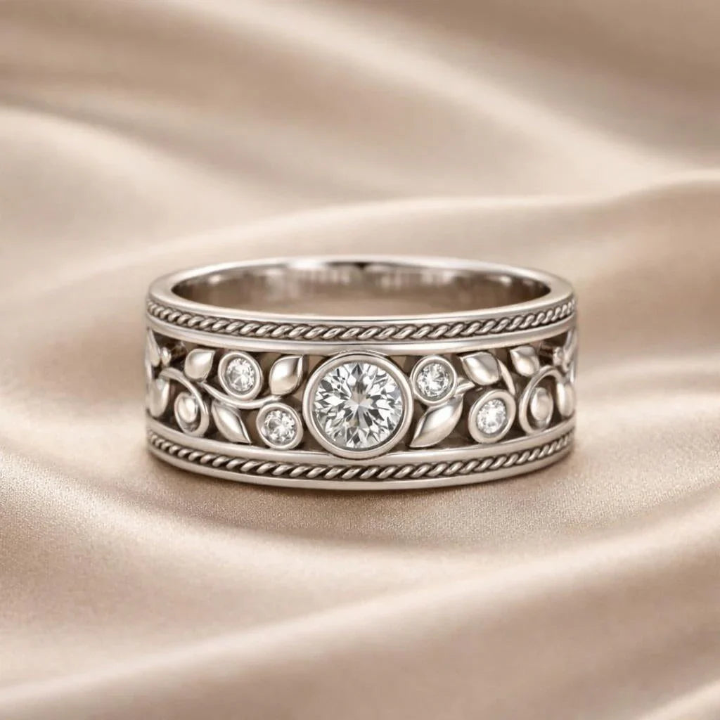 Exquisite White Gold Zirconia Ring