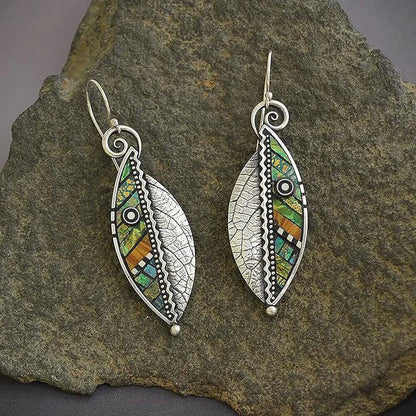 Bohemian Mozaic Leaf Earrings