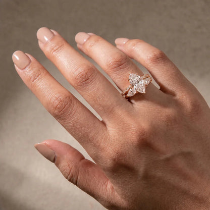 Marquise Cut Insert Wedding Ring Set
