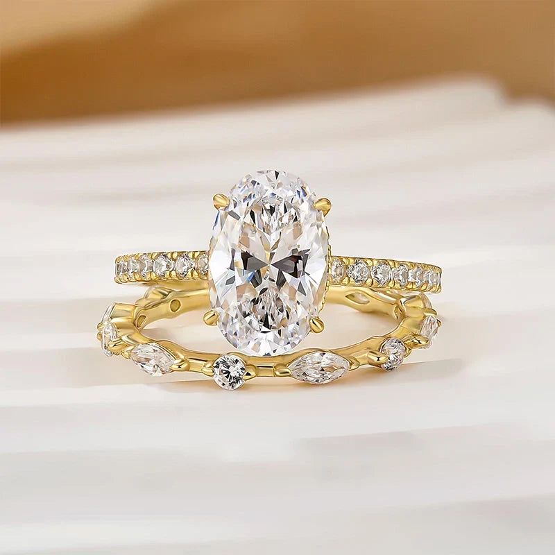 Attractive Oval Cut Bridal Wedding Ring Set