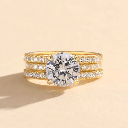 3PC Round Cut Wedding Ring Set