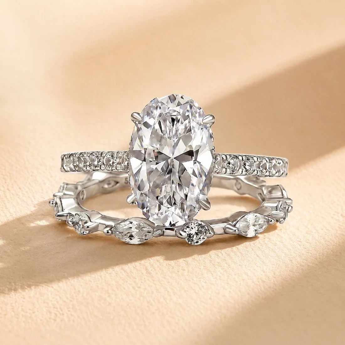 Attractive Oval Cut Bridal Wedding Ring Set