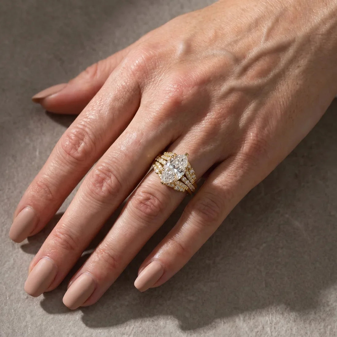 Marquise Cut Insert Wedding Ring Set