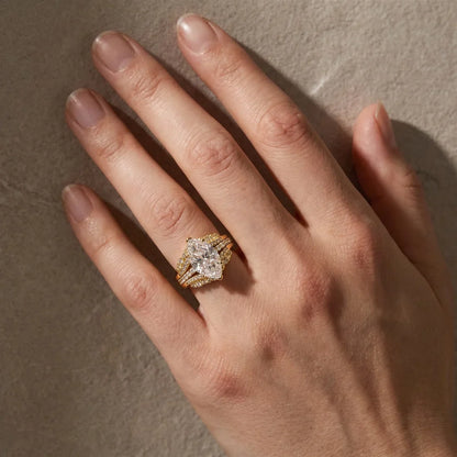Marquise Cut Insert Wedding Ring Set