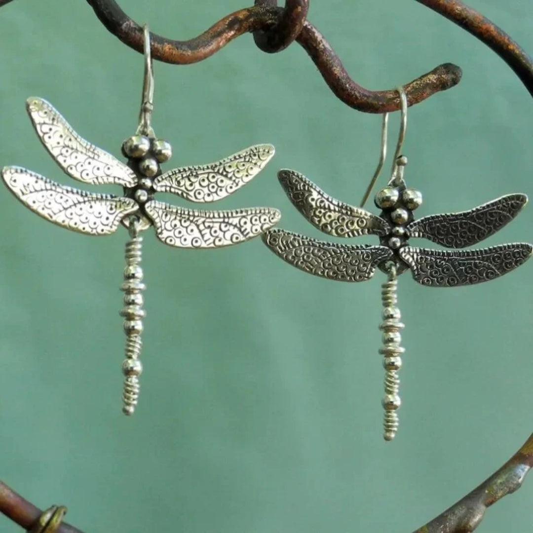 Sterling Silver Vintage Dragonfly Earrings