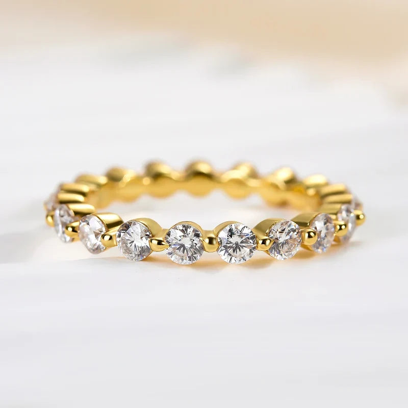 Moissanite Round Cut Eternity Wedding Band Ring