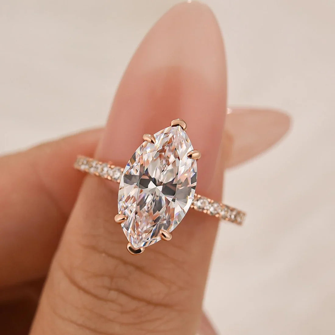 Marquise Cut Half Eternity Engagement Ring