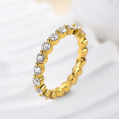 Moissanite Round Cut Eternity Wedding Band Ring