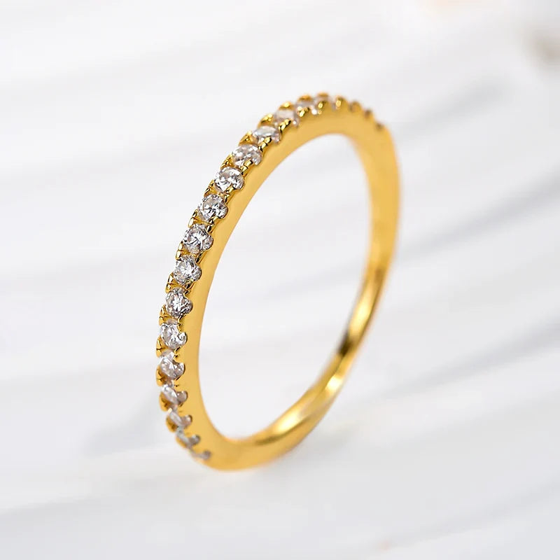 Round Cut Half Eternity Thin Wedding Ring
