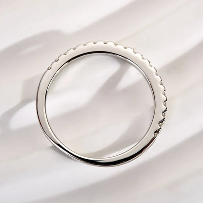 Round Cut Half Eternity Thin Wedding Ring