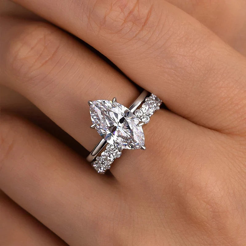 Marquise Cut Bridal Ring Set