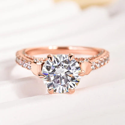 Moissanite Round Cut Bow Design Engagement Ring