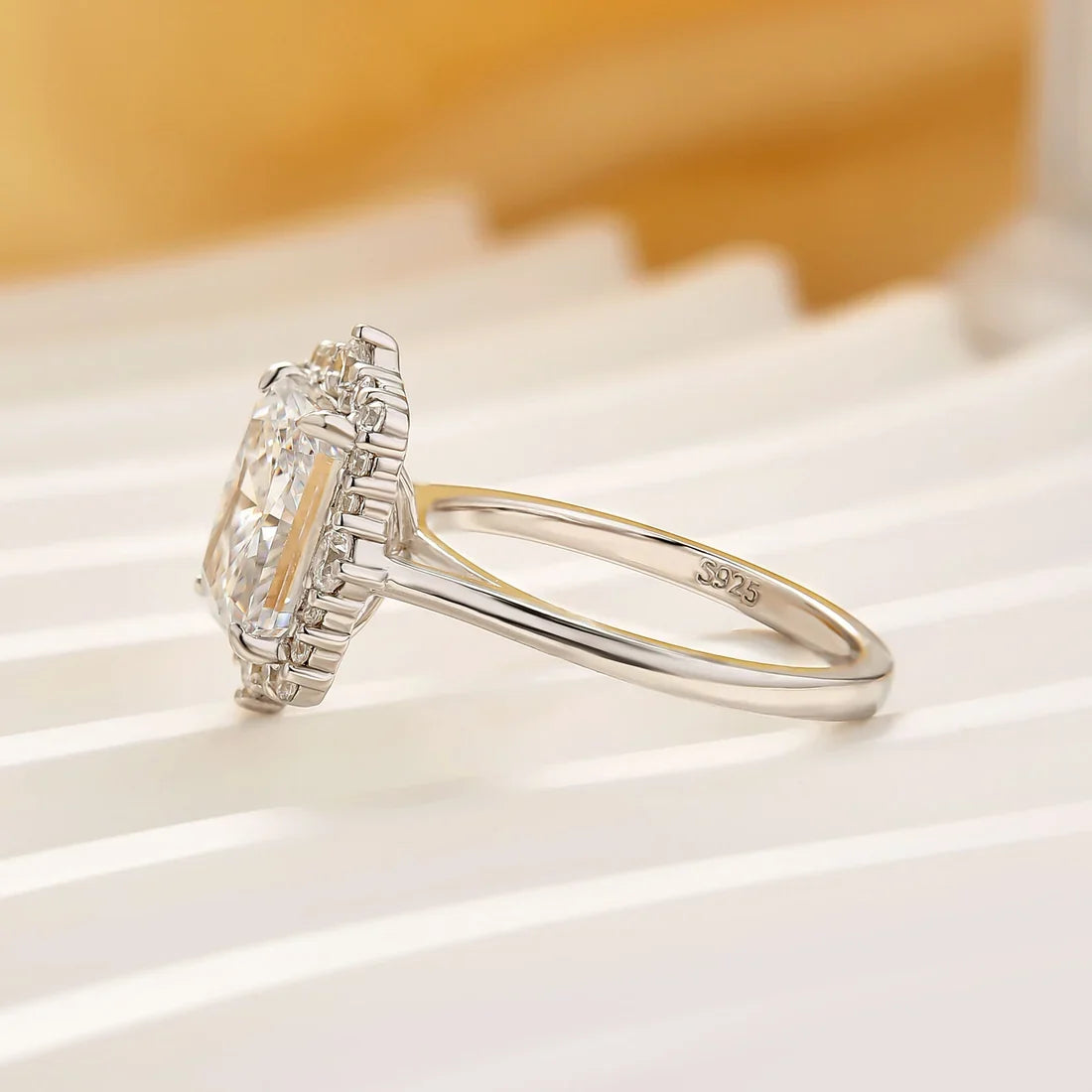 Three Stone Radiant Cut Wedding Set