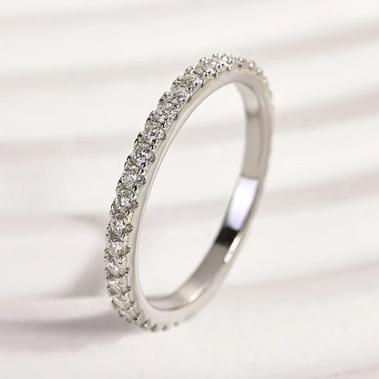 Round Cut Classic Full Eternity Thin Wedding Band
