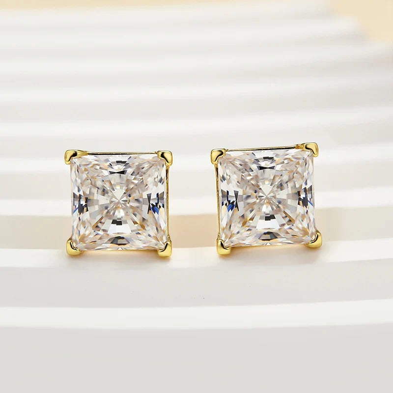 Classic Square Princess Cut Stud Earrings