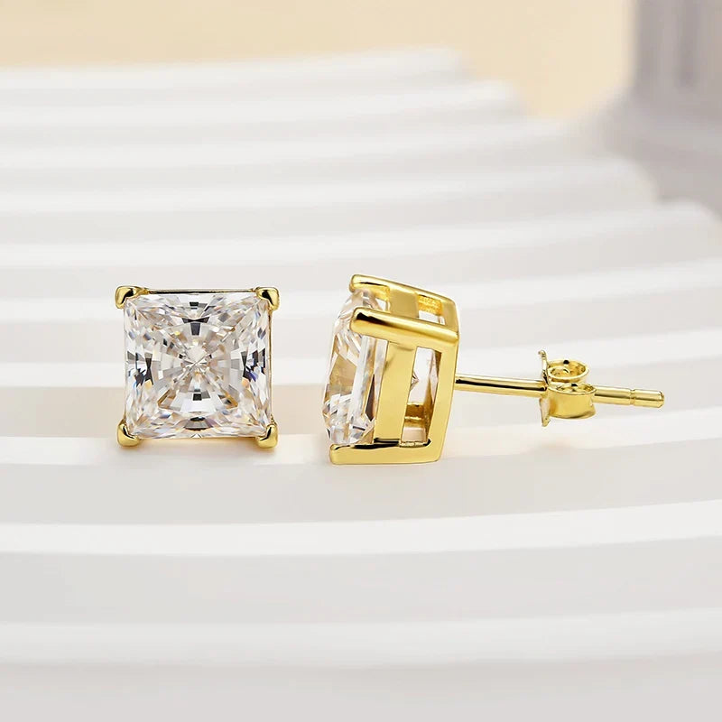 Classic Square Princess Cut Stud Earrings